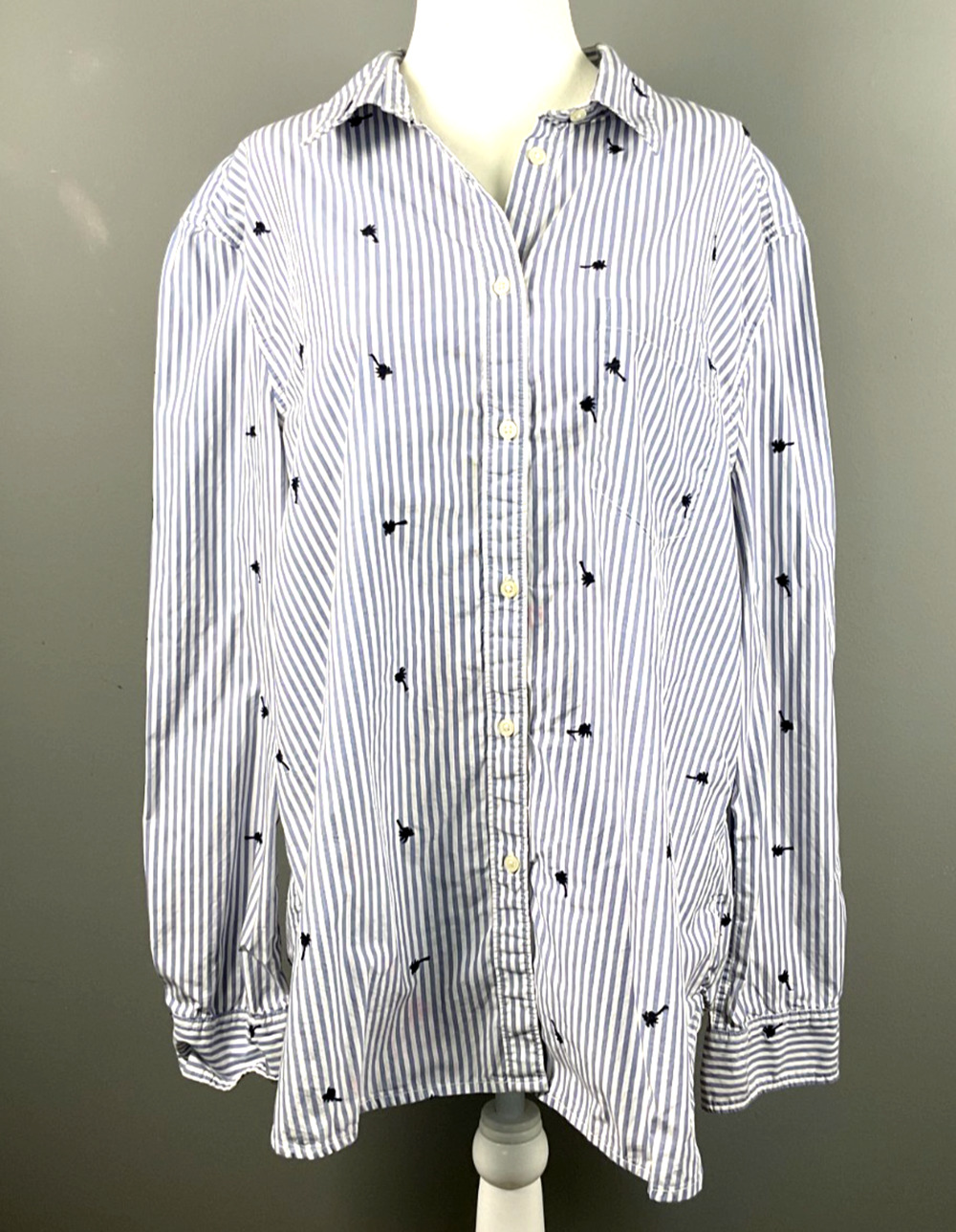GAP The Boyfriend Fit Shirt Blue White Button Down Long Sleeve Top XXL Fitted